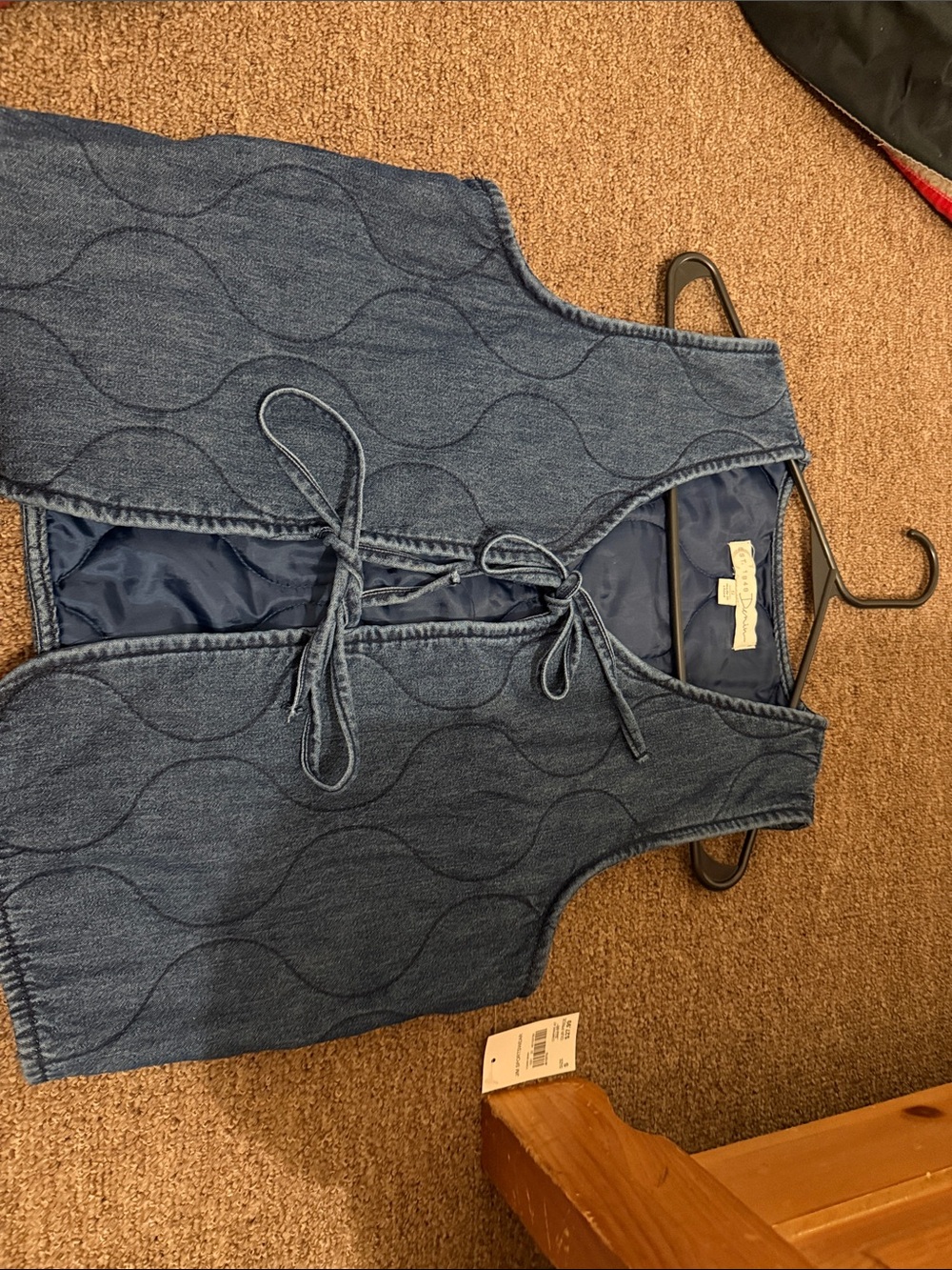 Cato Quilted Denim Vest - Navy Blue